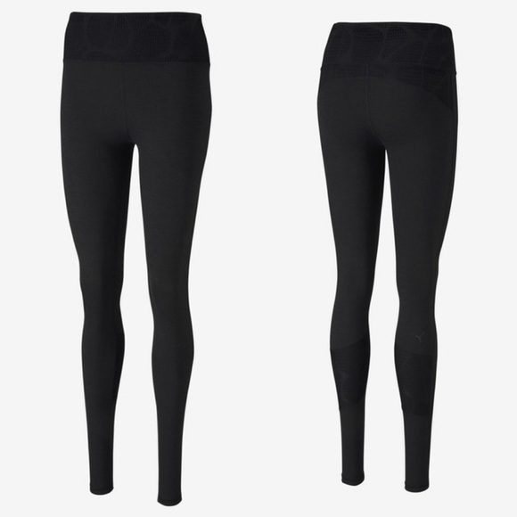 Puma Lace Eclipse Full Length Tight Leggings High Rise Waist Black Size XS - Picture 1 of 11